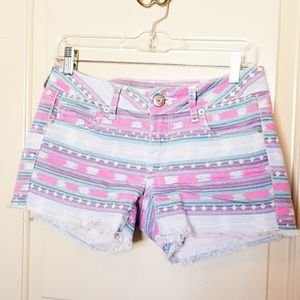 American Eagle Aztec stretch frayed hem sh…